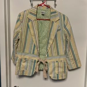 Giorgio fiorline collection vintage 3/4 sleeve striped blazer. Lined with tie.